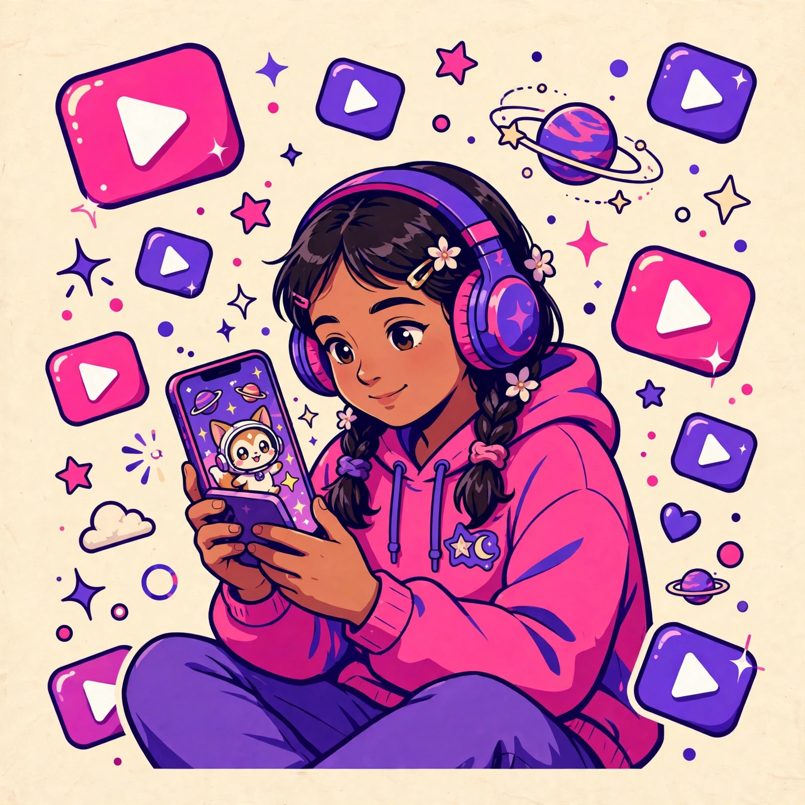 Anime fan watching anime on phone