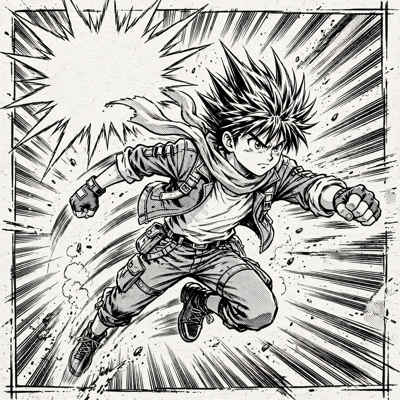 Manga style action illustration